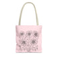 Floral Doodle Pink Tote Bag — Hand-Drawn Flower Design