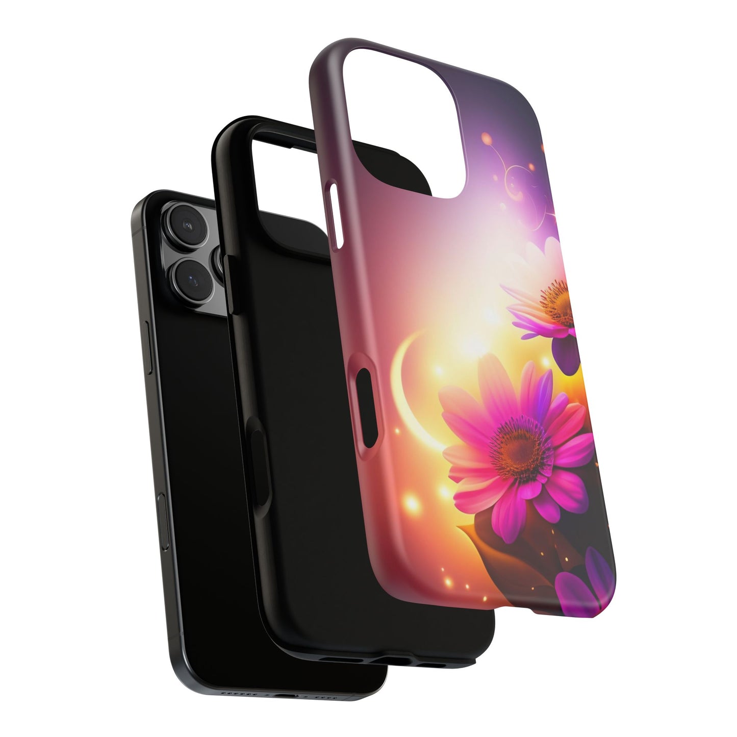 Floral Moonlight Phone Case – Purple Daisy Protective Cover