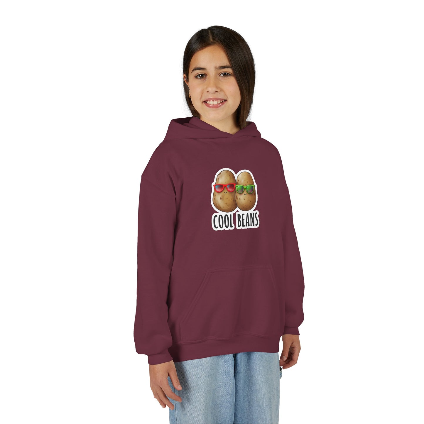 Youth 'Cool Beans' Hoodie – Cute Kids Graphic Sweatshirt with Sunglasses Potato Design