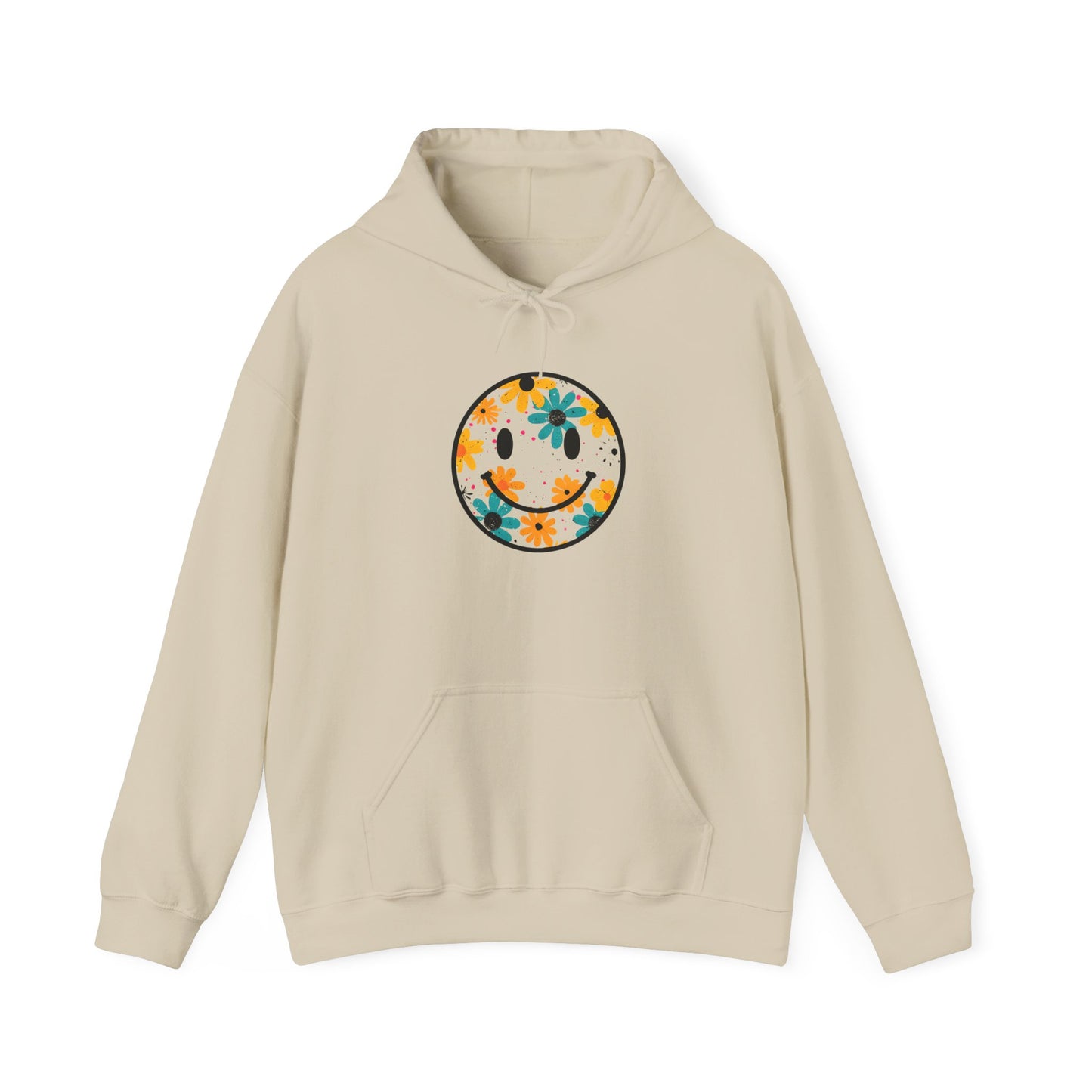 Floral Smiley Hoodie — Retro Daisy Smile Graphic Hoodie