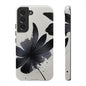 Monochrome Floral Tough Phone Case — Black Ink Flower Protective Cover