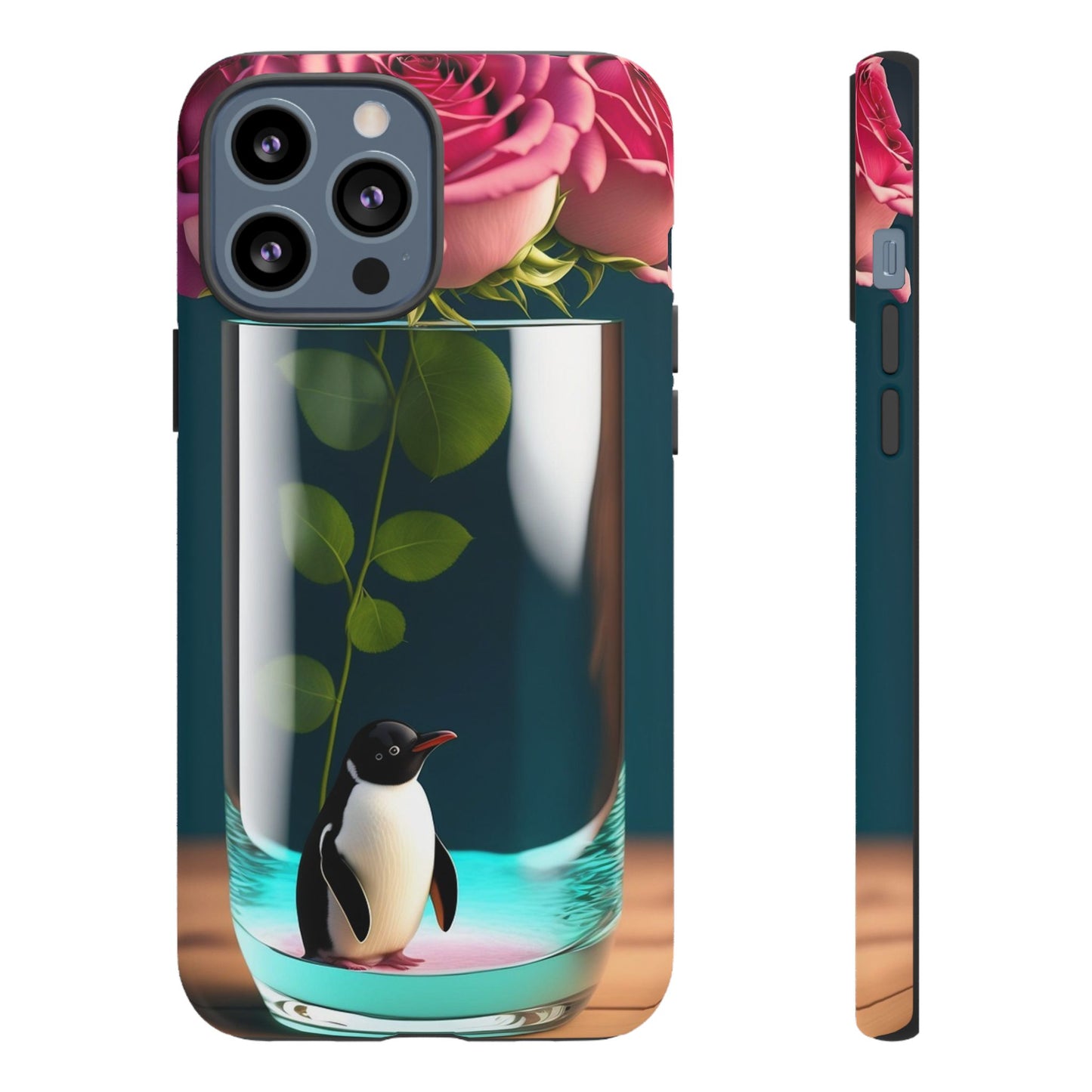 Penguin in a Glass Floral Tough Phone Case — Cute Protective Phone Cover