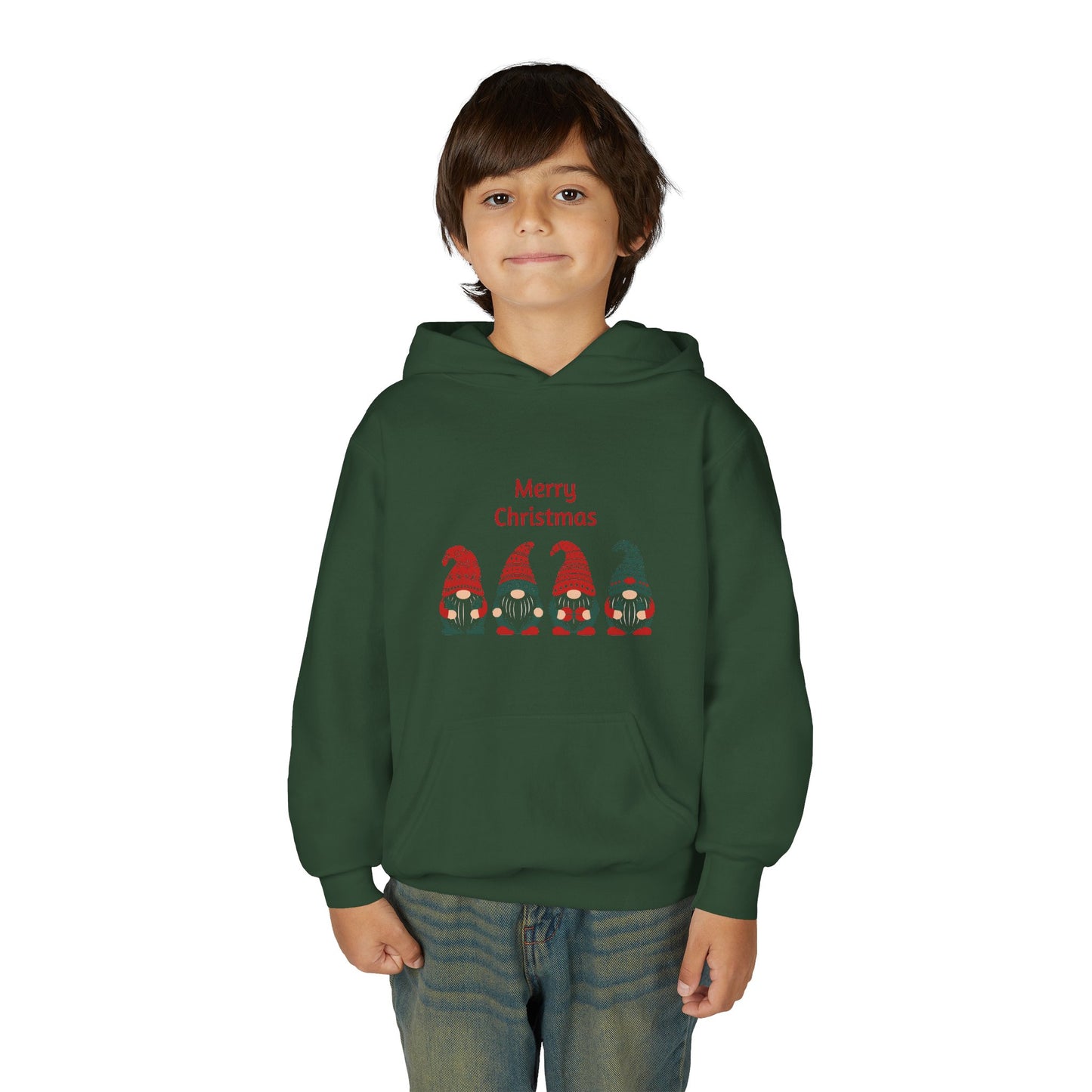 Youth Christmas Gnome Hoodie - "Merry Christmas" Holiday Kids Sweatshirt