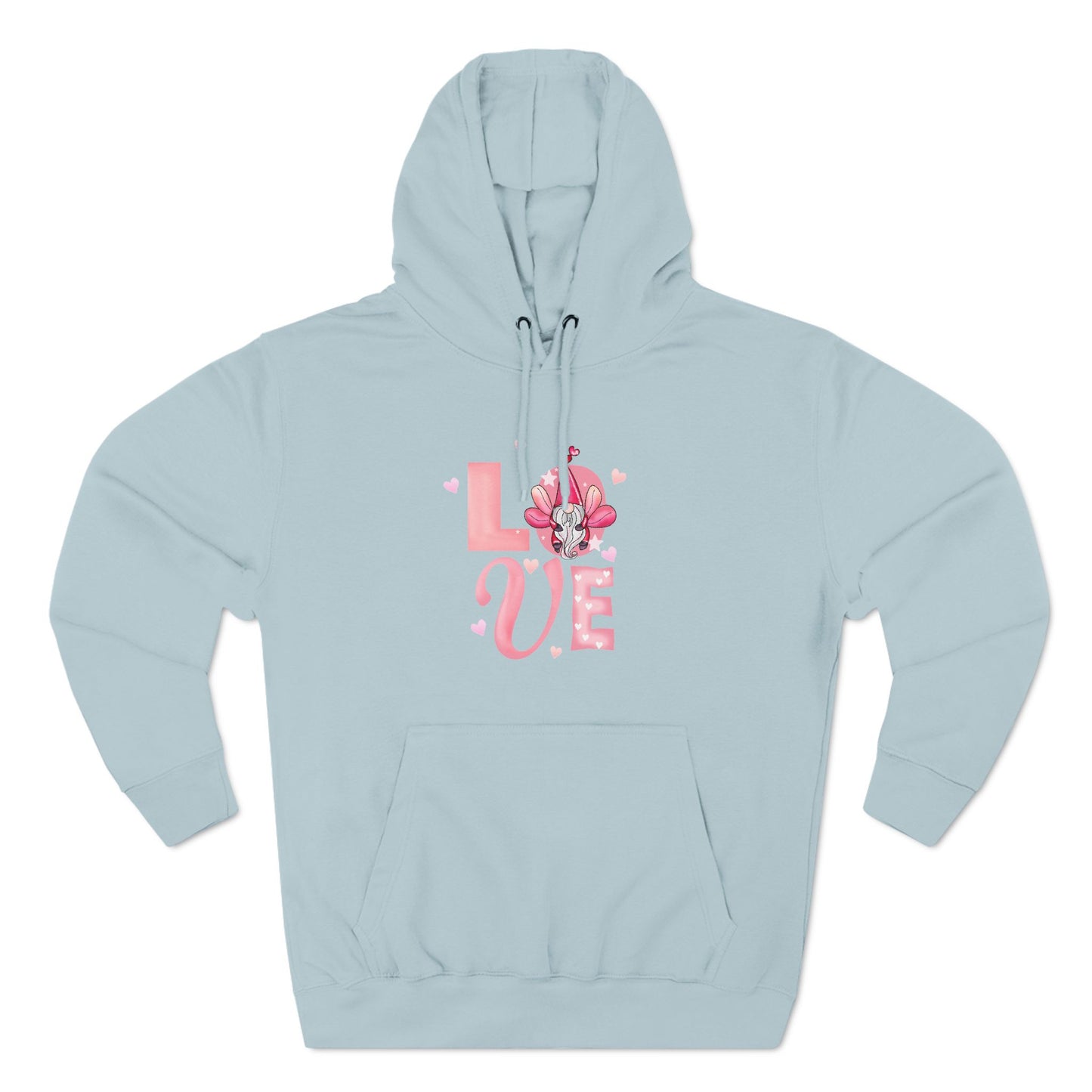 Love Blossom Hoodie — Pink Floral "LOVE" Graphic Fleece Hoodie