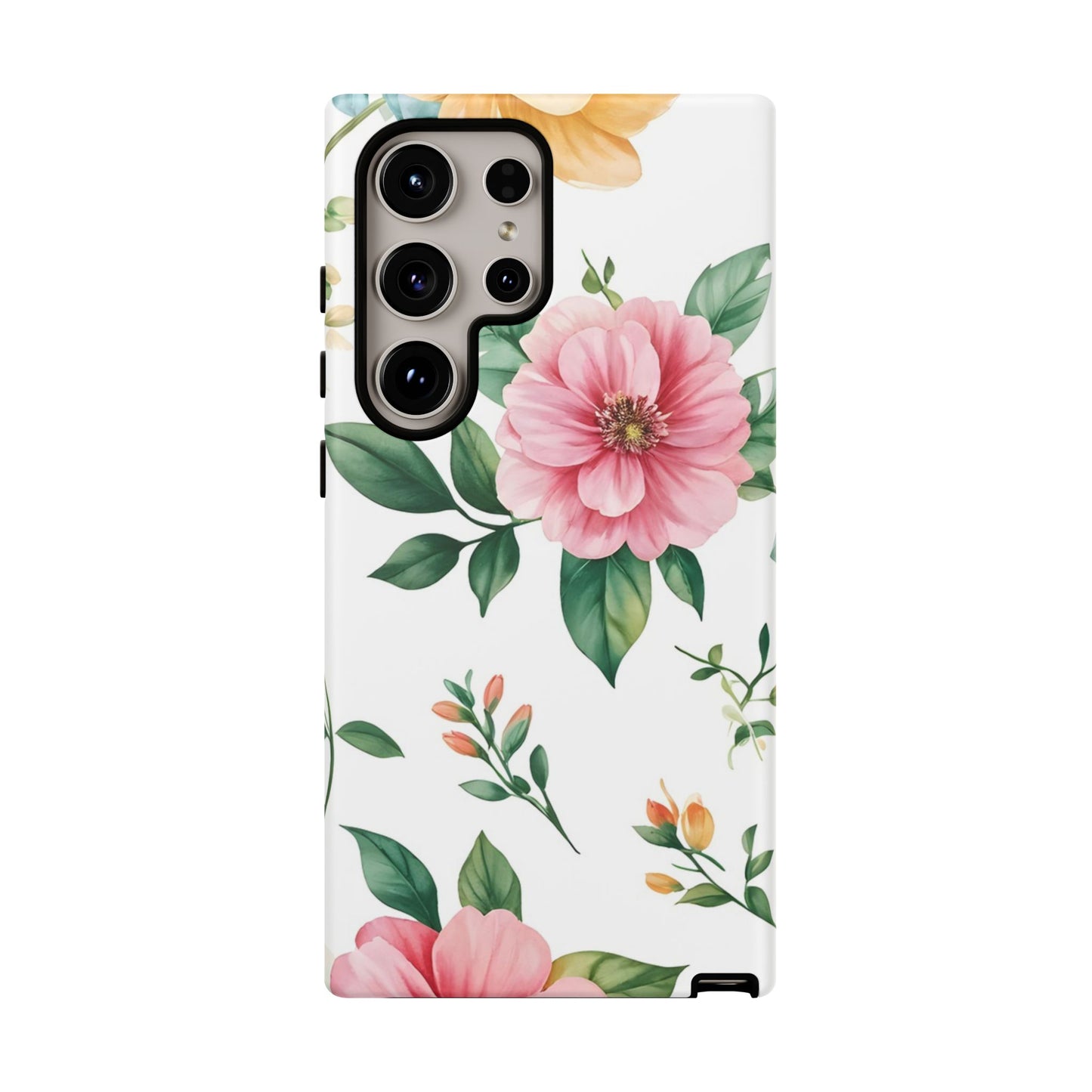 Floral Tough Phone Case — Pink Peony Protective Phone Cover
