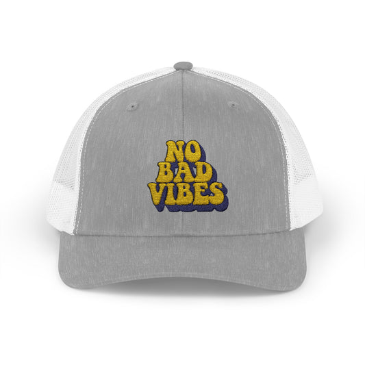 No Bad Vibes Snapback Trucker Cap | Casual Summer Hat, Gift for Her, Trendy Accessory, Outdoor Fun, Festival Wear