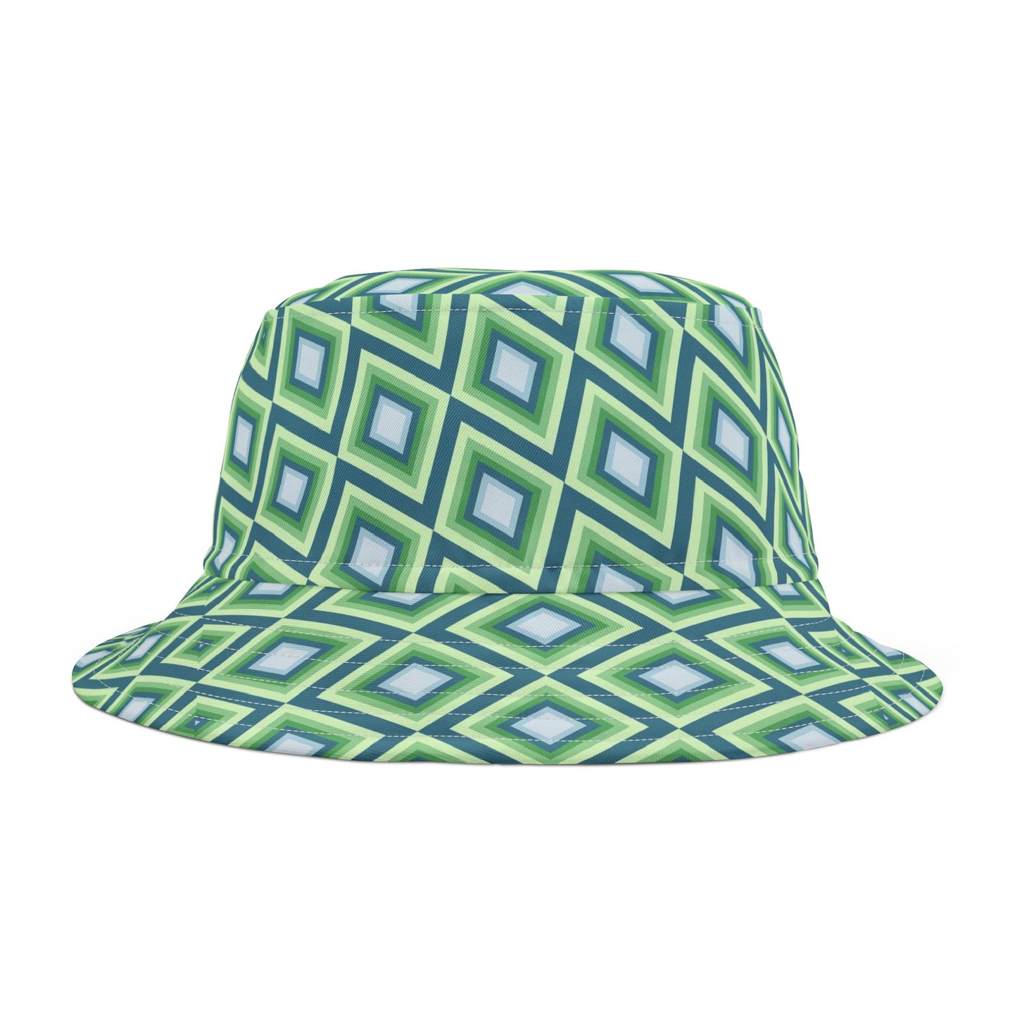 Green Geometric Diamond Pattern Bucket Hat