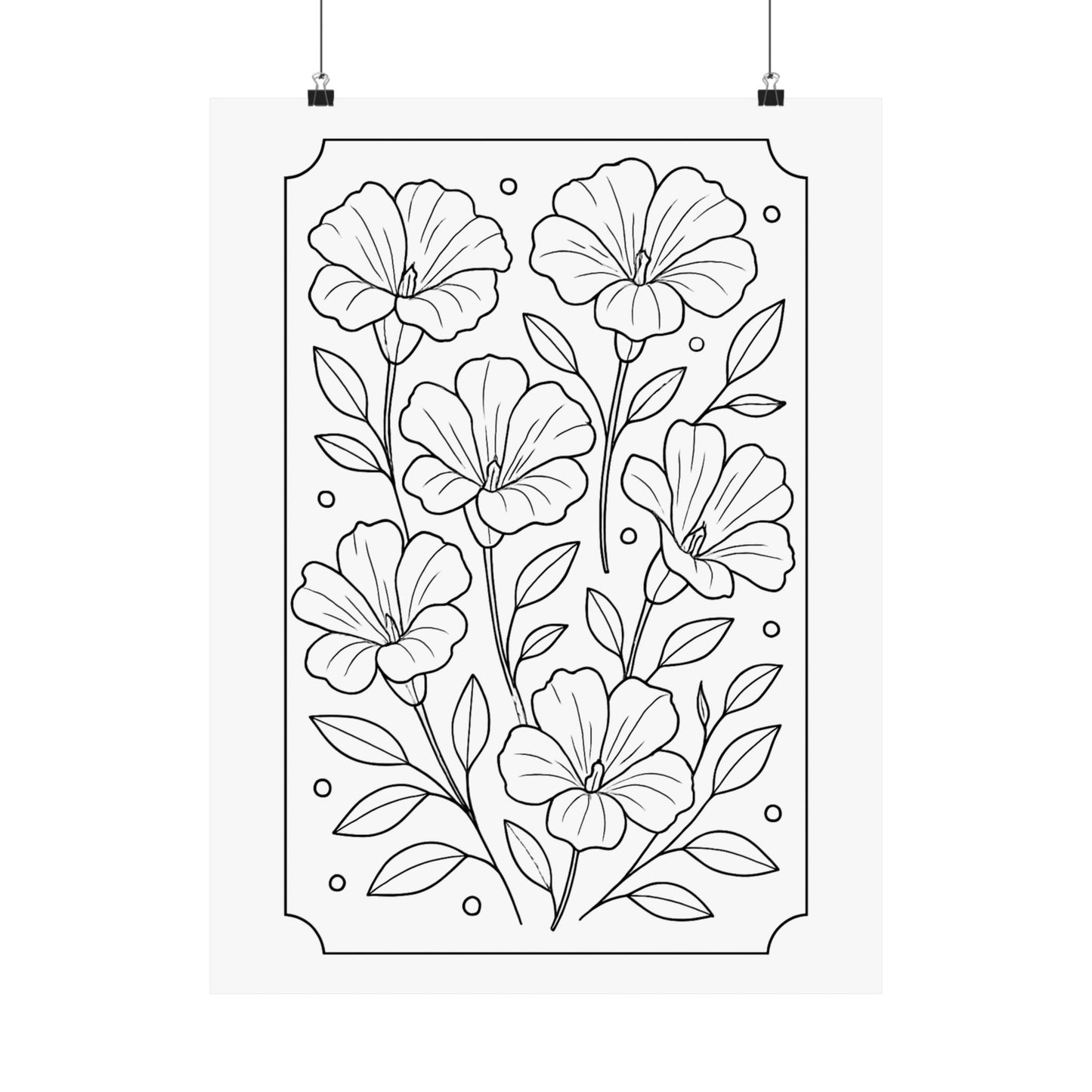 Botanical Line Art Poster — Matte Vertical Floral Wall Art - DIY