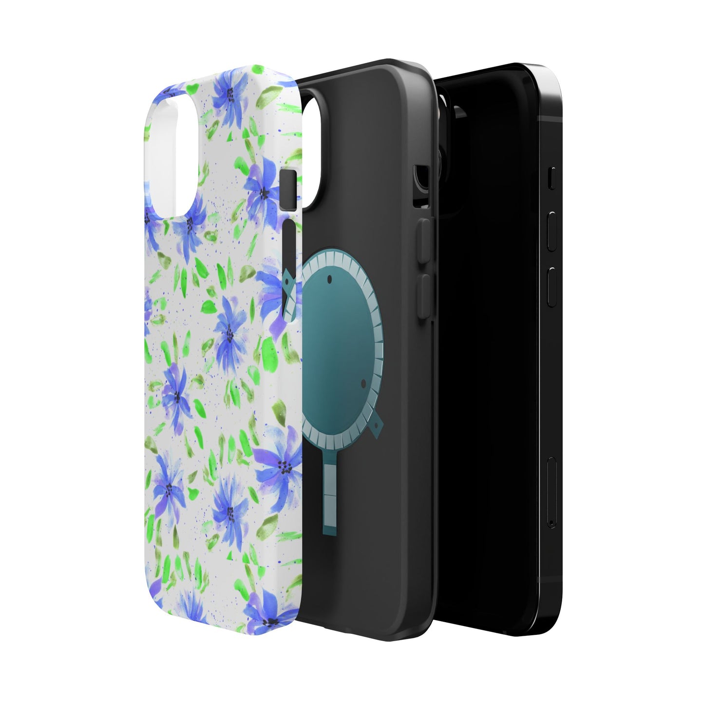 Floral Blue Watercolor Phone Case — Magnetic Impact-Resistant