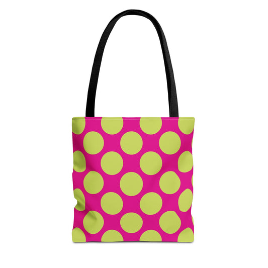 Vibrant Polka Dot Tote Bag, Colorful Shopping Bag, Eco-Friendly Tote
