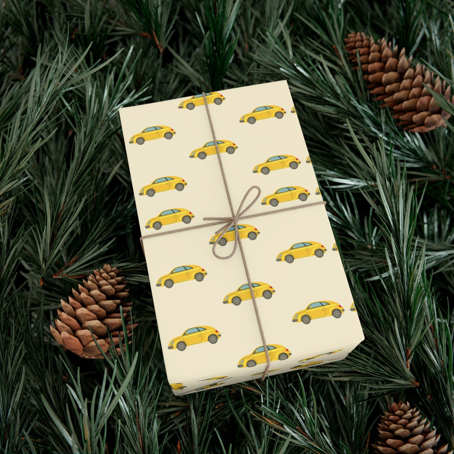 Taxi Pattern Gift Wrap Paper — Yellow Cab Wrapping Sheets for Car Lovers