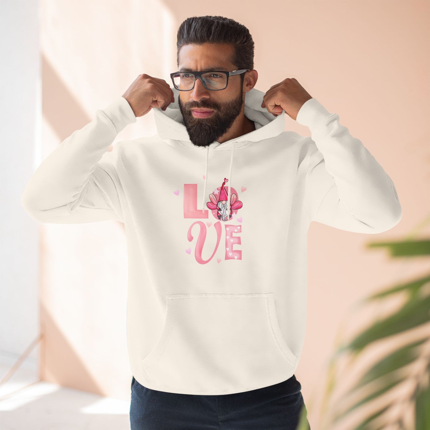 Love Blossom Hoodie — Pink Floral "LOVE" Graphic Fleece Hoodie