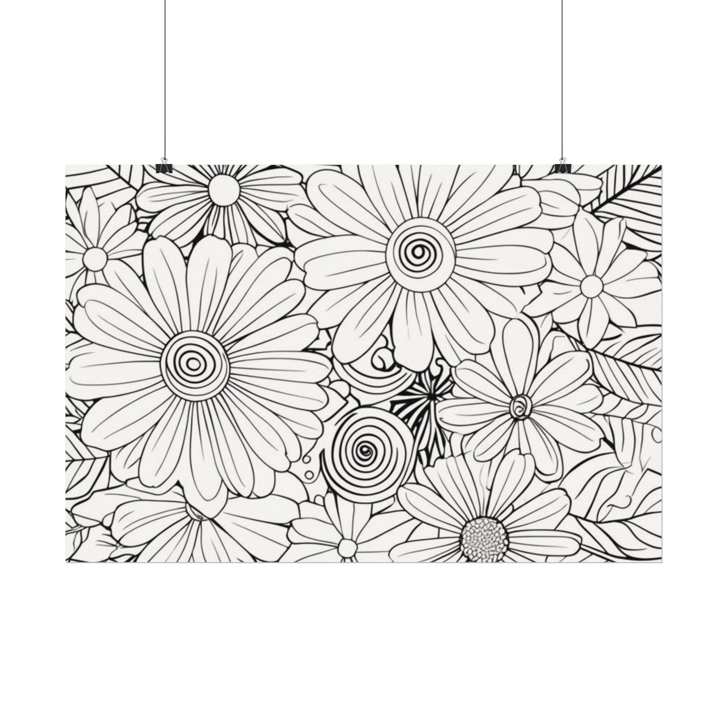 COLOR IT YOURSELF Floral Line Art Poster — Textured Matte Print