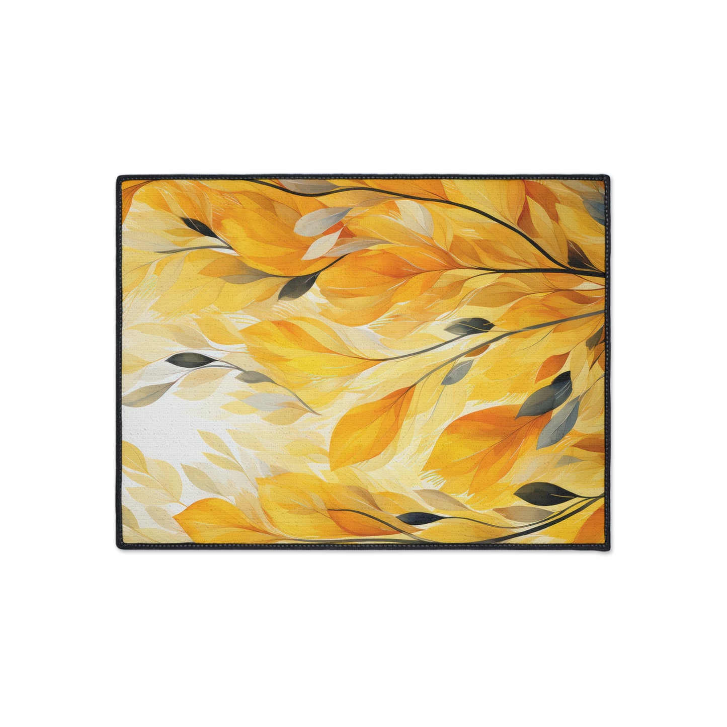 Autumn Breeze Heavy-Duty Floor Mat — Yellow Falling Leaves Entry Rug