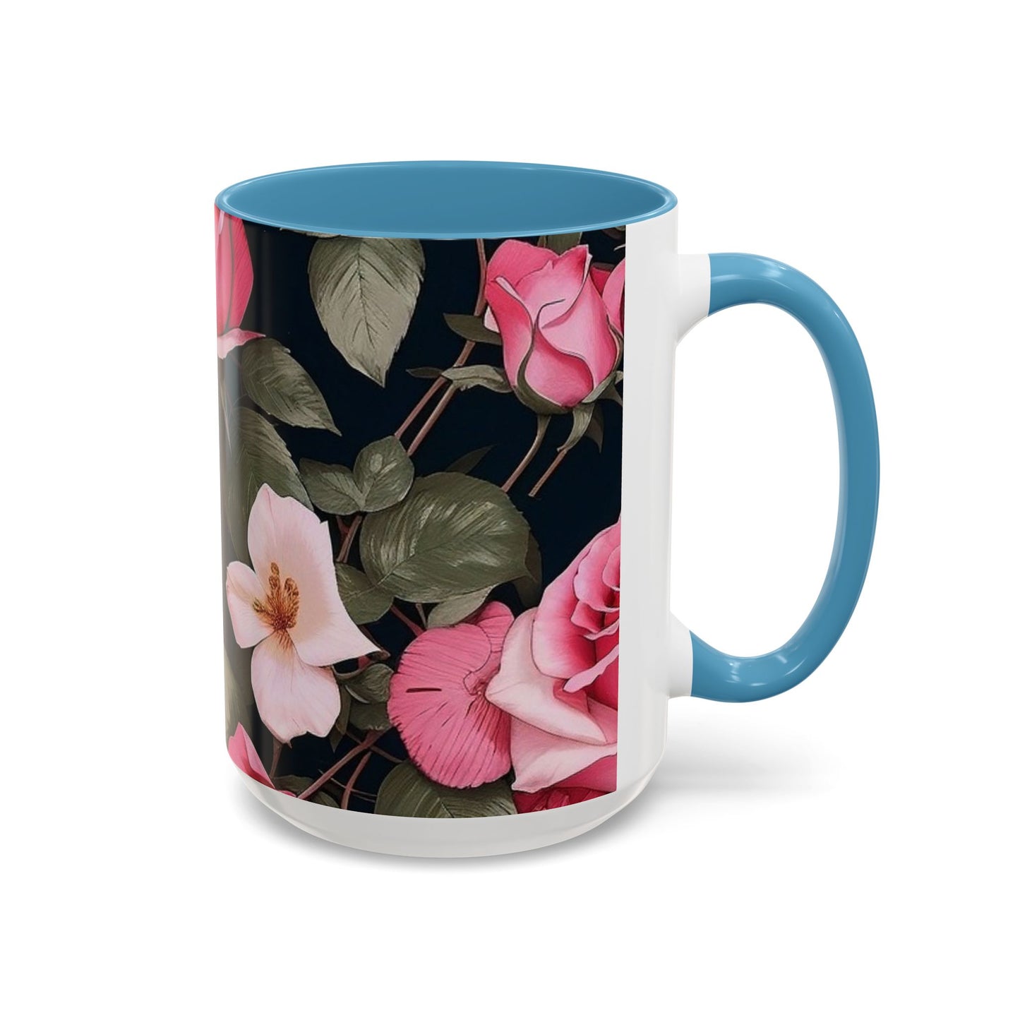 Floral Accent Coffee Mug, Gift for Her, Cute Floral Mug, Spring Decor, Coffee Lover Gift