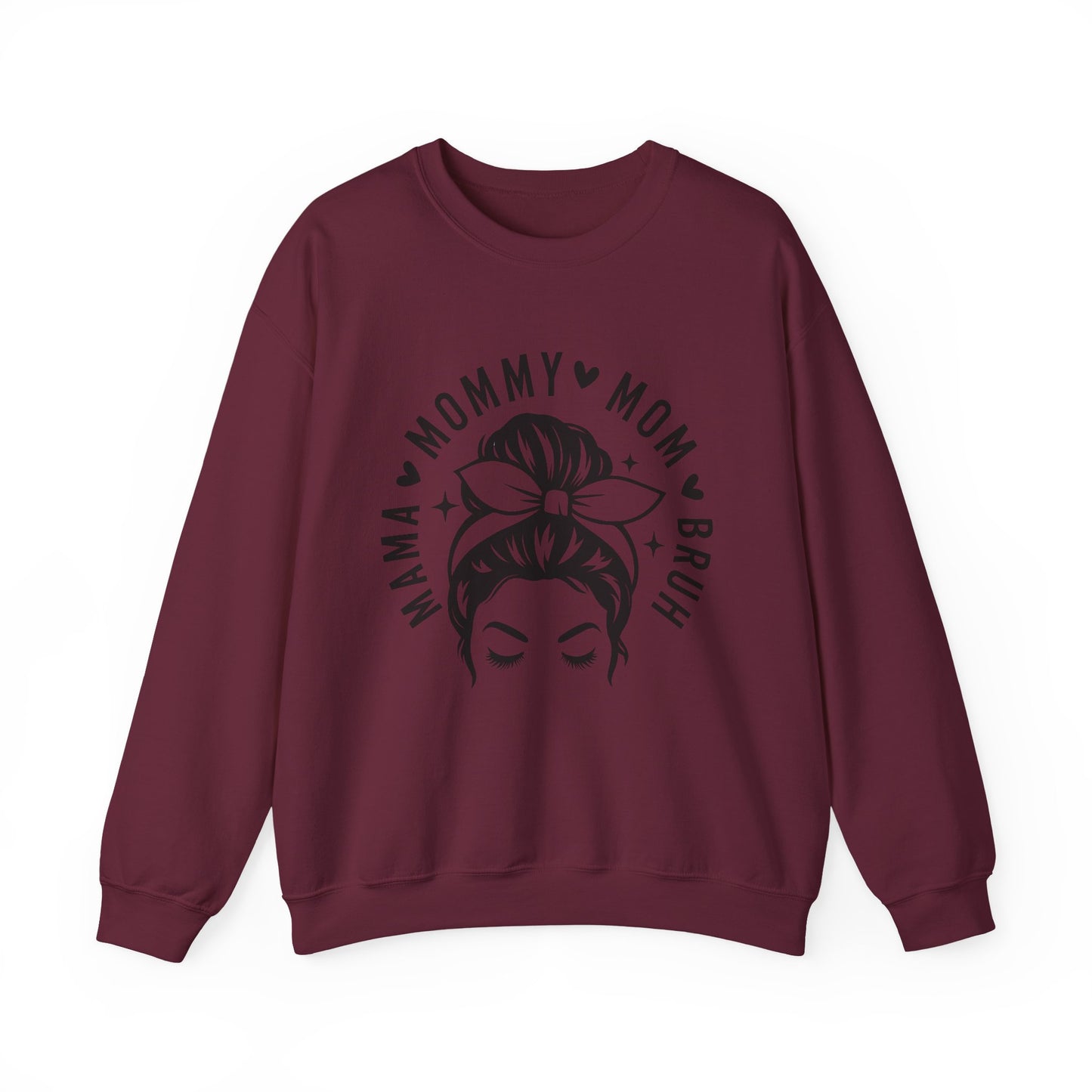 Mommy Mom Momma Crewneck Sweatshirt — Messy Bun Mom Graphic Pullover