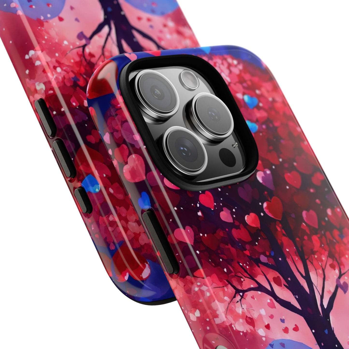 Heart Tree Phone Case — Romantic Red & Blue Protective Tough Case