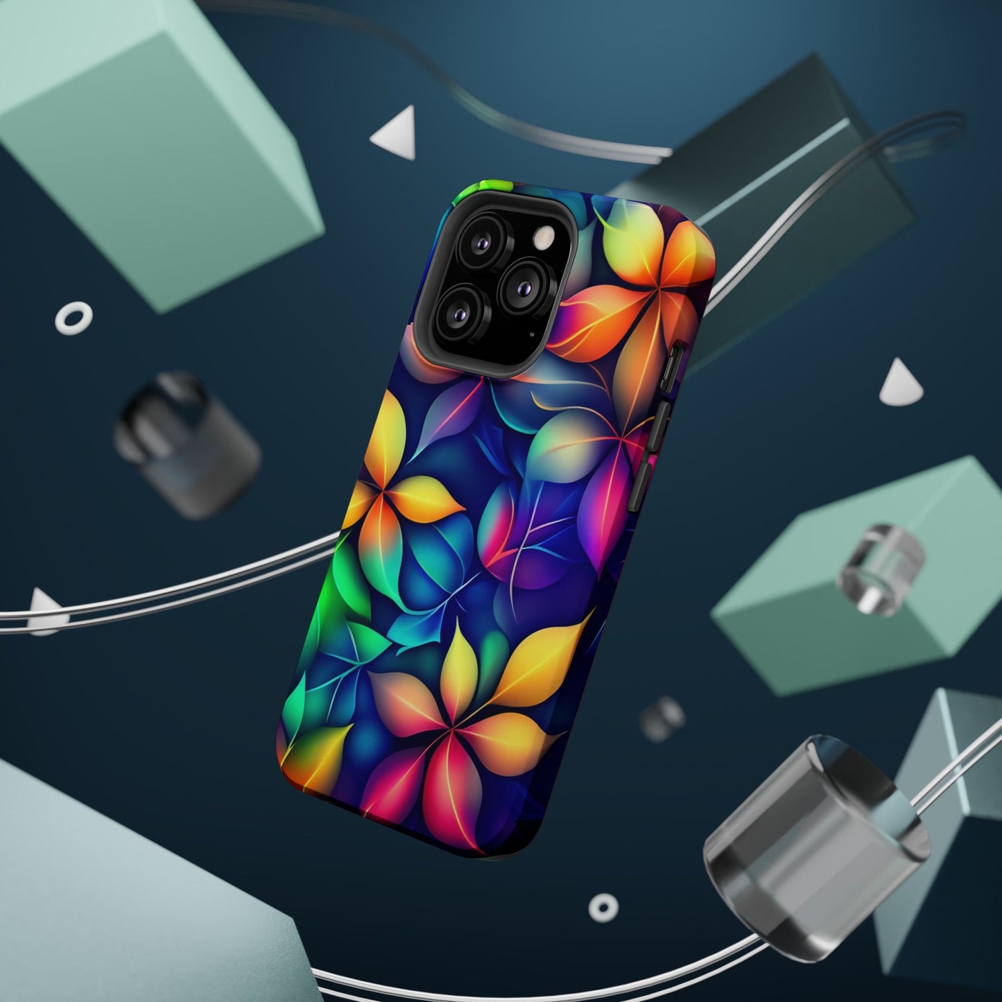 Floral Prism Magnetic Impact-Resistant Phone Case — Colorful Gradient Petal Design