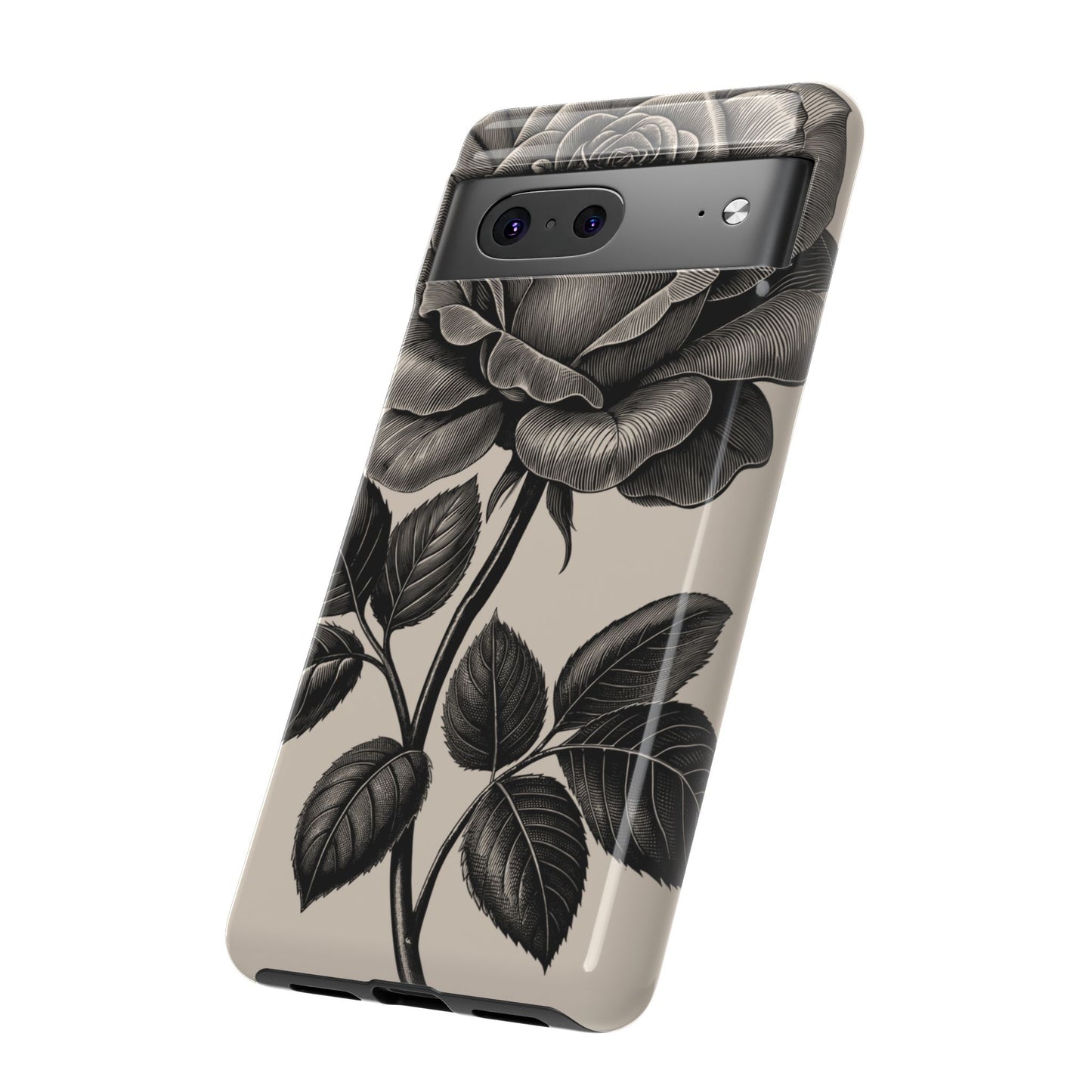 Black Rose Phone Case, Tough Cases with Floral Design, Elegant Tech Accessory, Gift for Flower Lovers, Stylish Protection