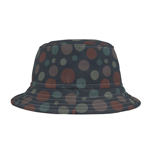 Bucket Hat — Dark Confetti Dot Pattern, Stylish Sun & Festival Accessory