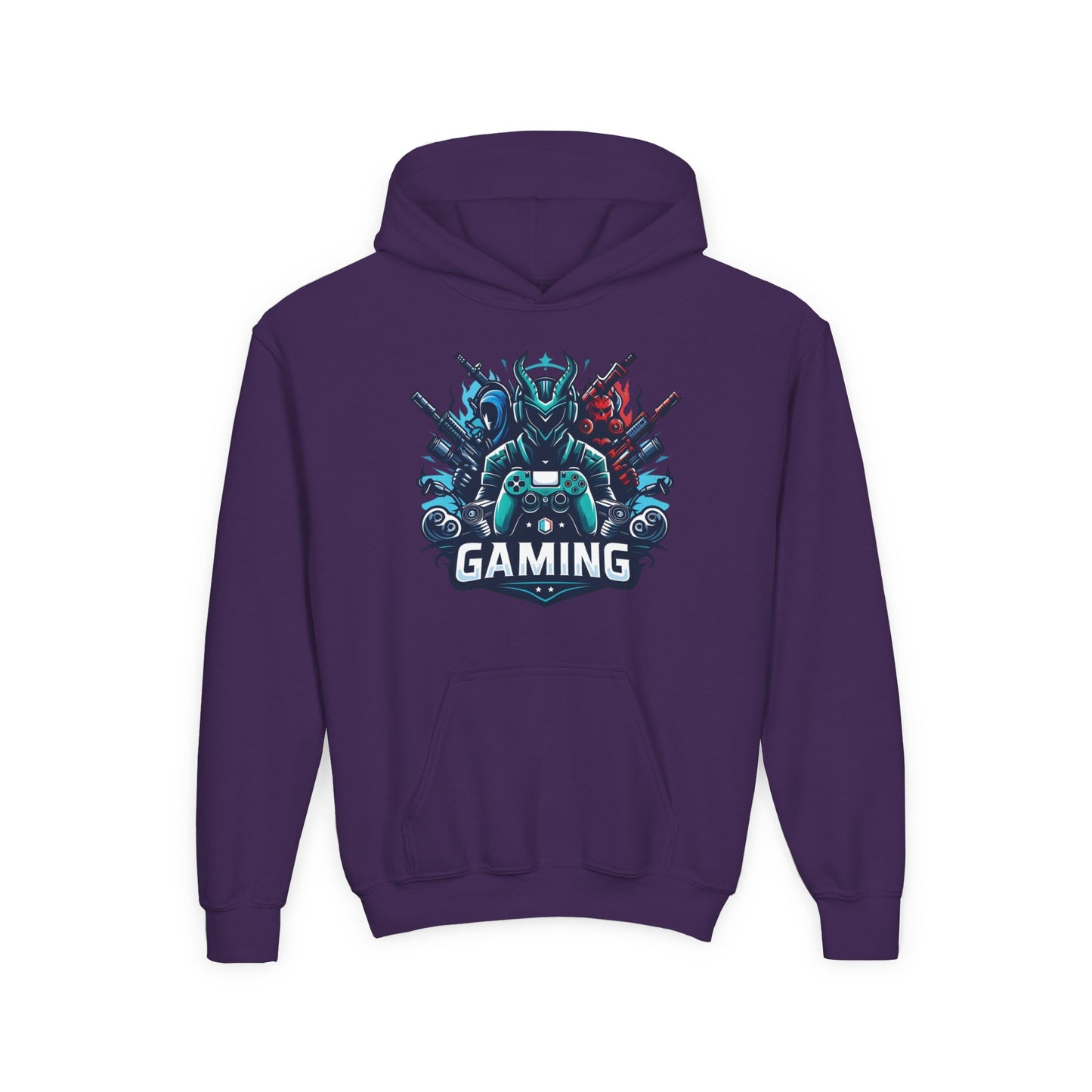 Youth Gaming Hoodie — Robotic Gamer Emblem Sweatshirt