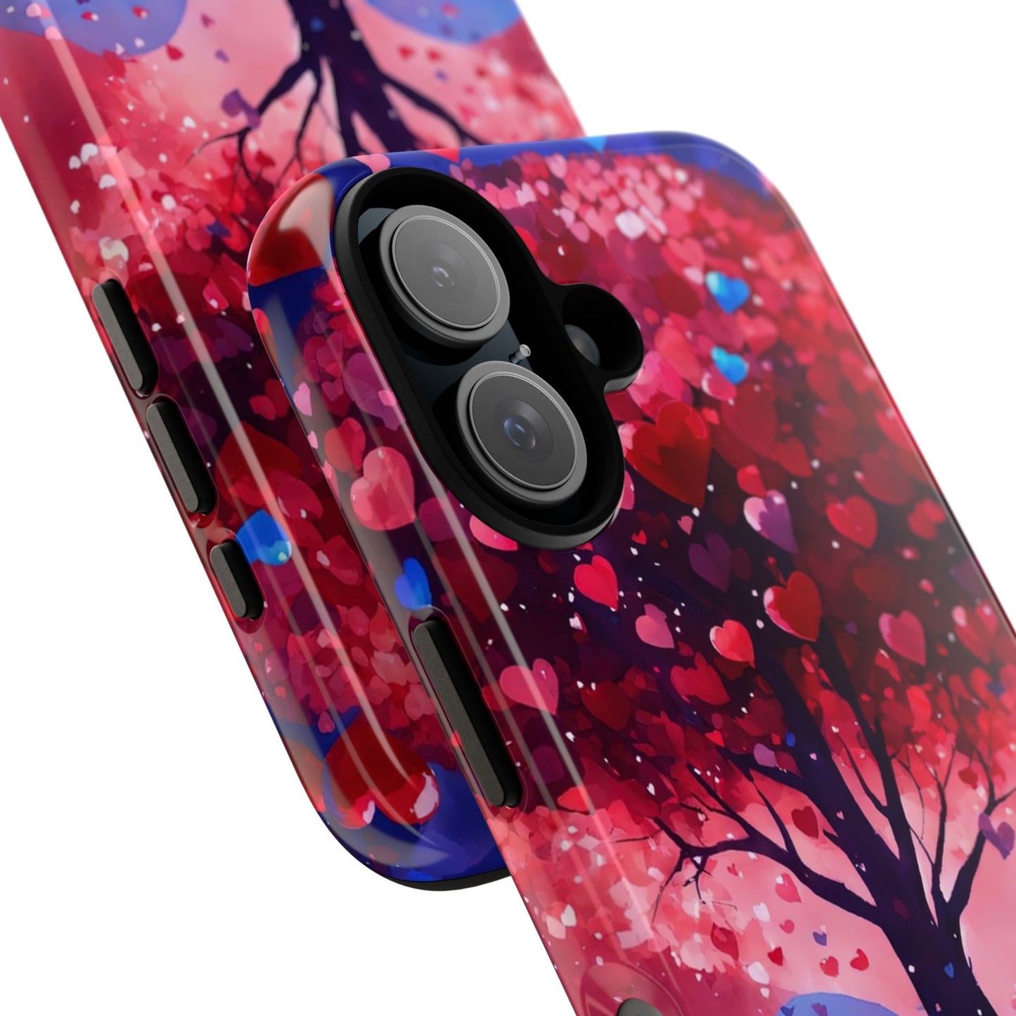 Heart Tree Phone Case — Romantic Red & Blue Protective Tough Case