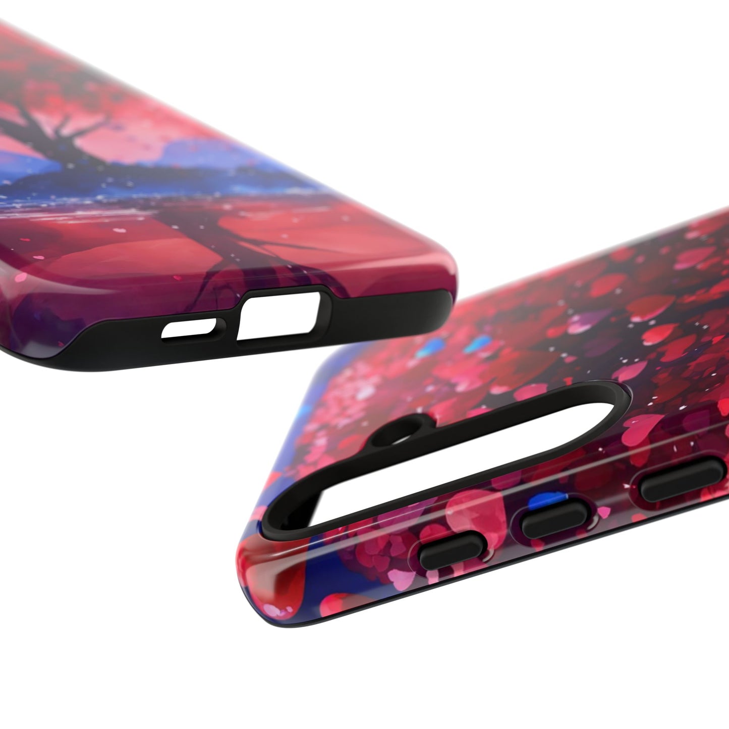 Heart Tree Phone Case — Romantic Red & Blue Protective Tough Case