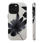 Monochrome Floral Tough Phone Case — Black Ink Flower Protective Cover