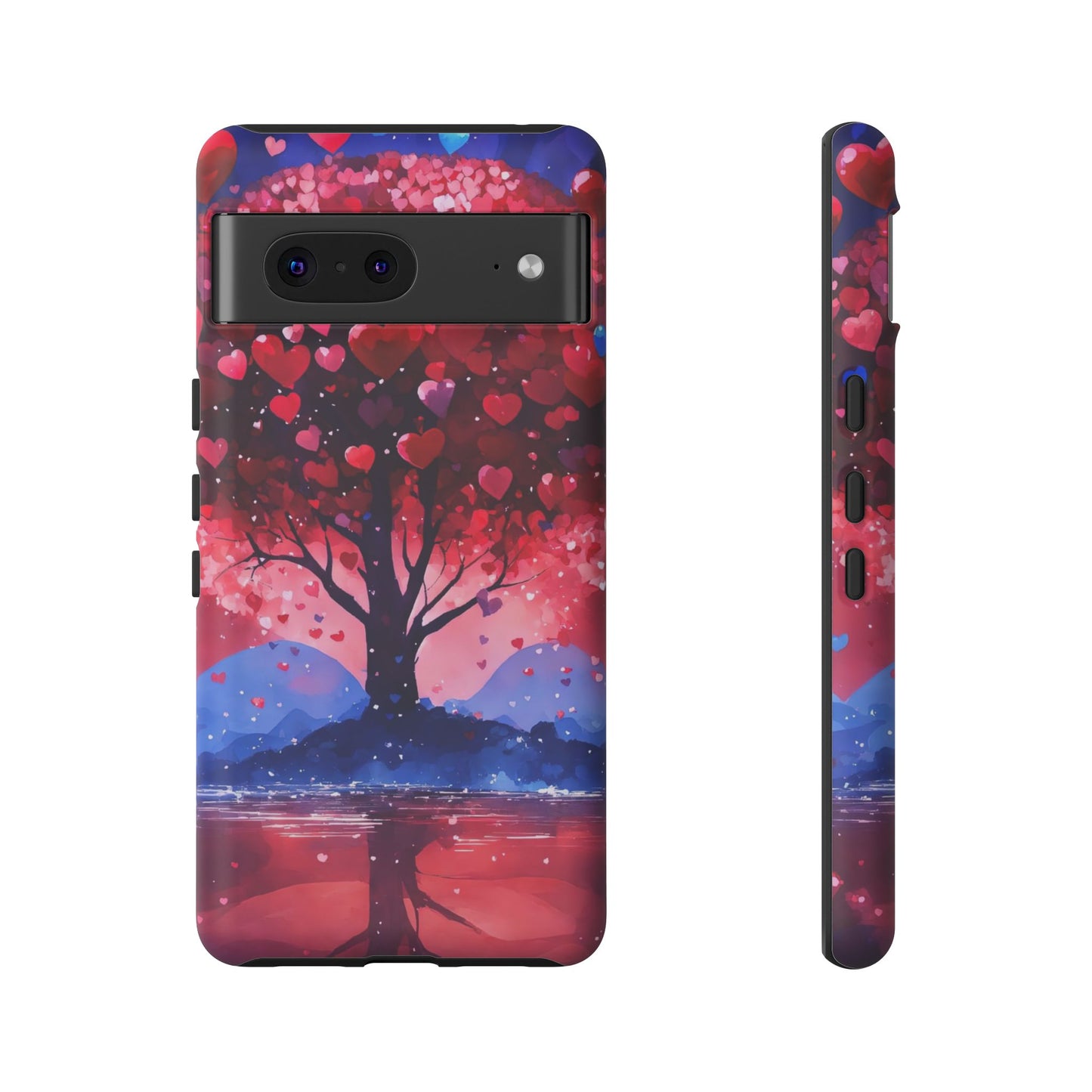 Heart Tree Phone Case — Romantic Red & Blue Protective Tough Case