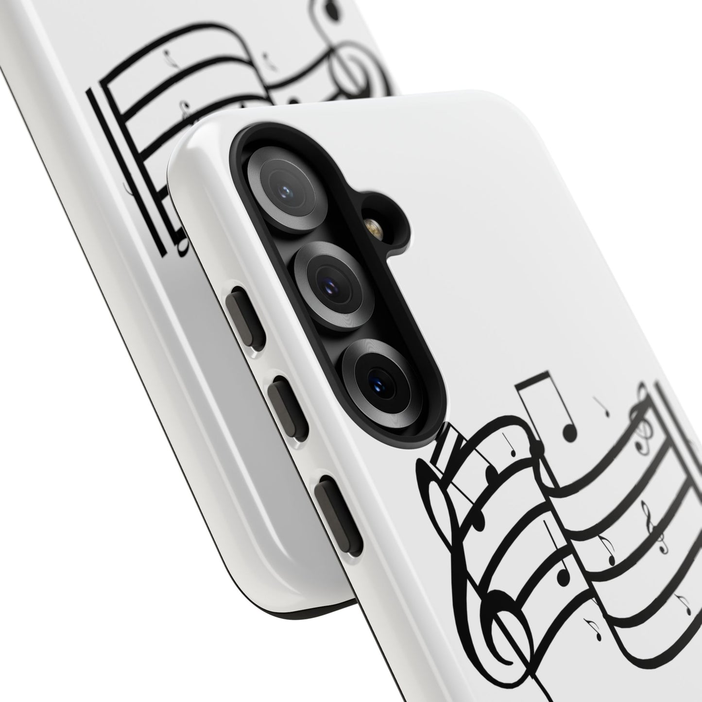 Musical Notes Phone Case — Black Treble Clef Music Staff Tough Case