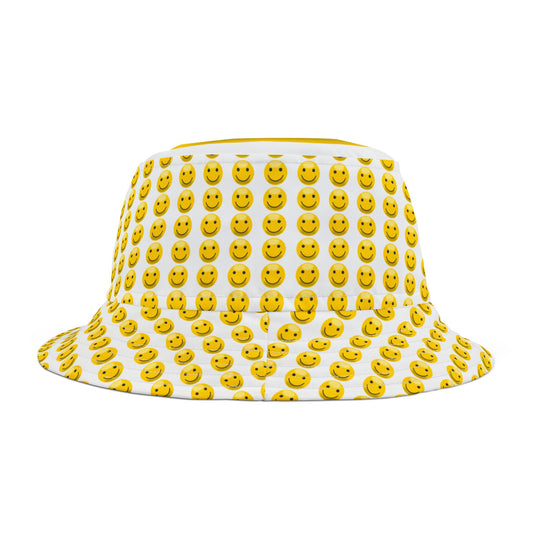 Smiley Face Bucket Hat, Summer Accessory, Fun Gift, Festival Wear, Sunny Day Hat, Cheerful Outdoor Essentials