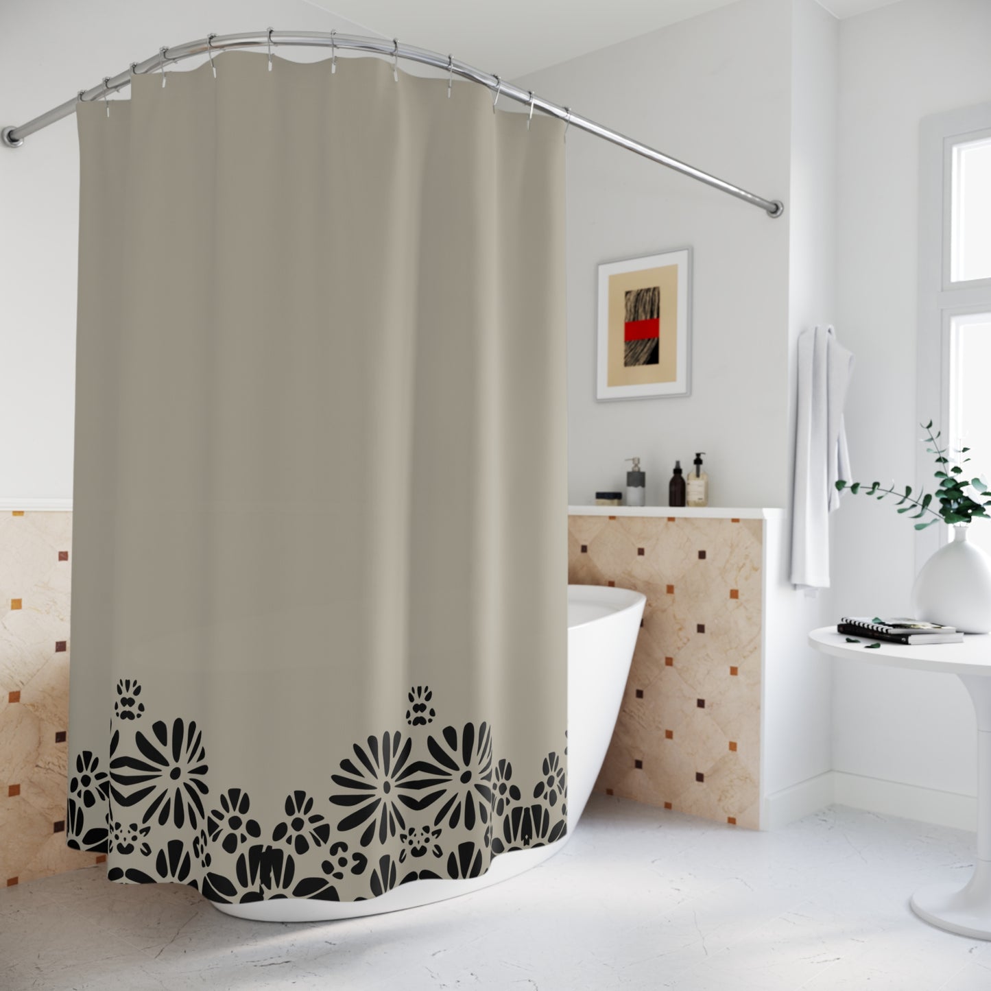 Tranquil Floral Shower Curtain | Bathroom Decor, Home Upgrade, Gift for New Home, Boho Style, Spa Vibe