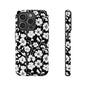 Floral Noir Tough Phone Case — Black & White Flower Protective Cover