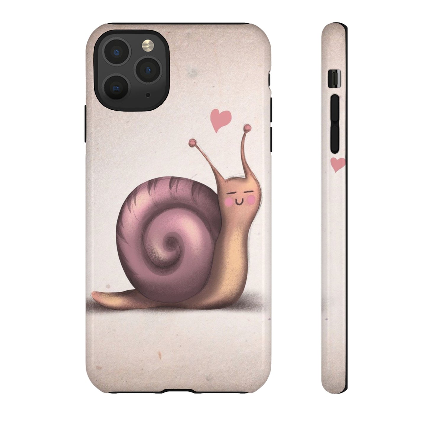 Cute Snail Phone Case — Pink Heart Cartoon Protective iPhone Cover
