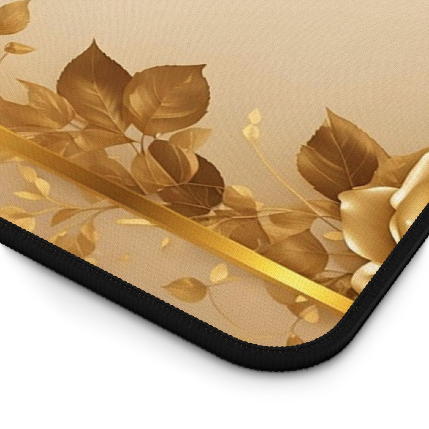 Gold Floral Desk Mat — Customizable Elegant Mouse Pad with "Print it your way" Design