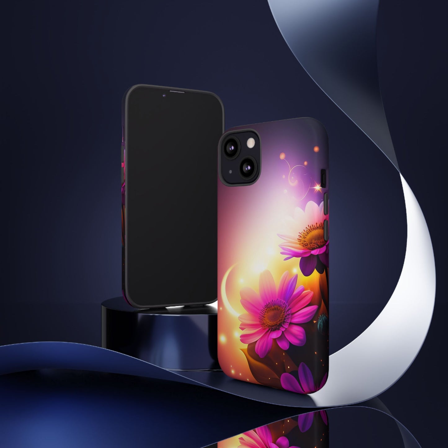 Floral Moonlight Phone Case – Purple Daisy Protective Cover