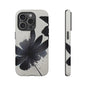 Monochrome Floral Tough Phone Case — Black Ink Flower Protective Cover