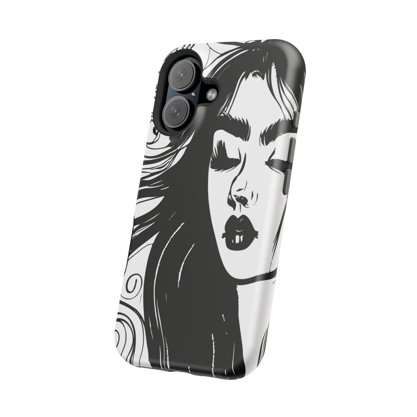 Artistic Black & White Portrait Phone Case — Magnetic Impact-Resistant