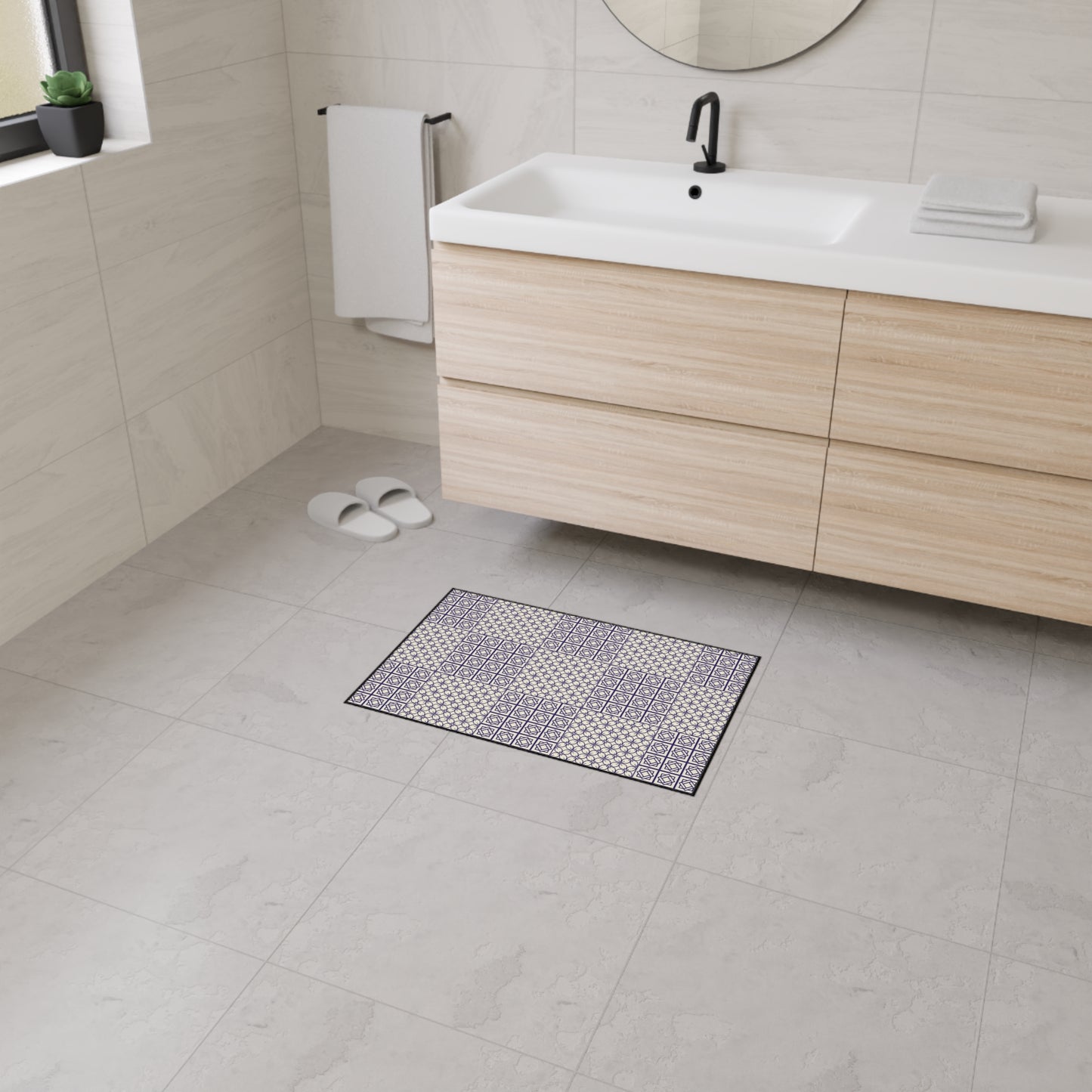 Geometric Patchwork Heavy-Duty Floor Mat — Non-Slip Entry Rug