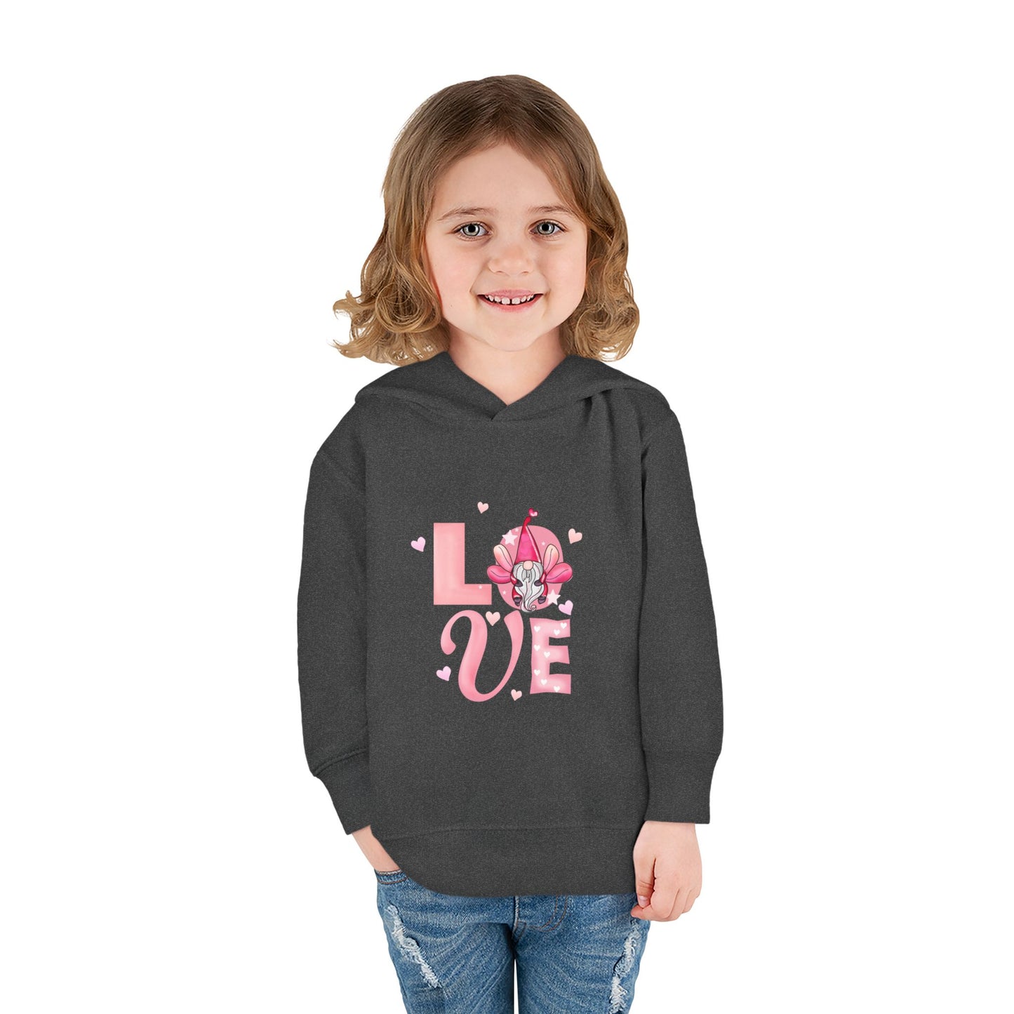 Toddler Hoodie — Pink "LOVE" Unicorn Heart Pullover