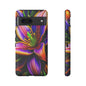 Floral Neon Tough Phone Case — Vivid Purple & Orange Lily Protective Cover