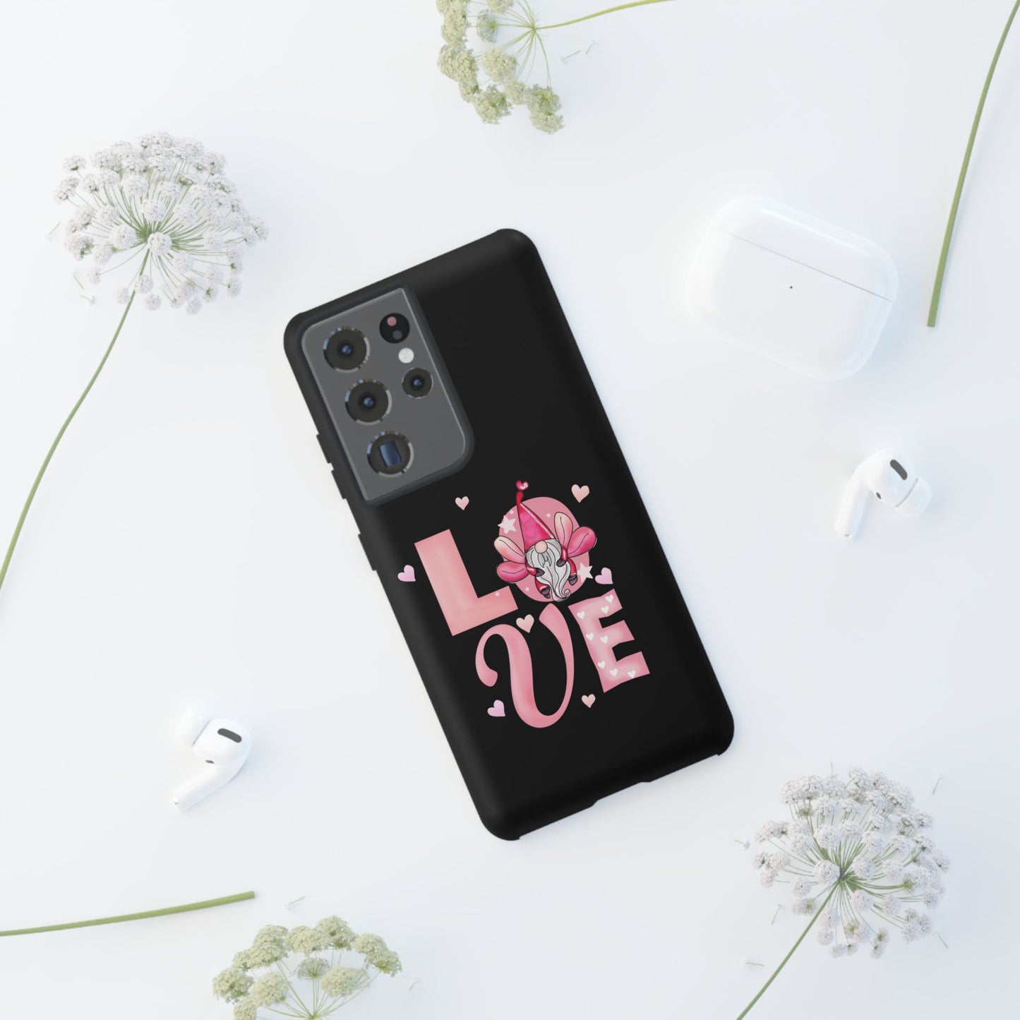 Love Gnome Phone Case — Cute Pink Heart Valentines Protective Case