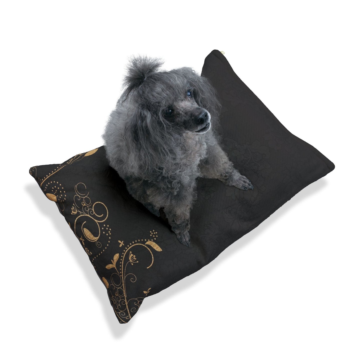 Elegant Black Floral Pet Bed – Plush Comfort Cushion for Dogs & Cats