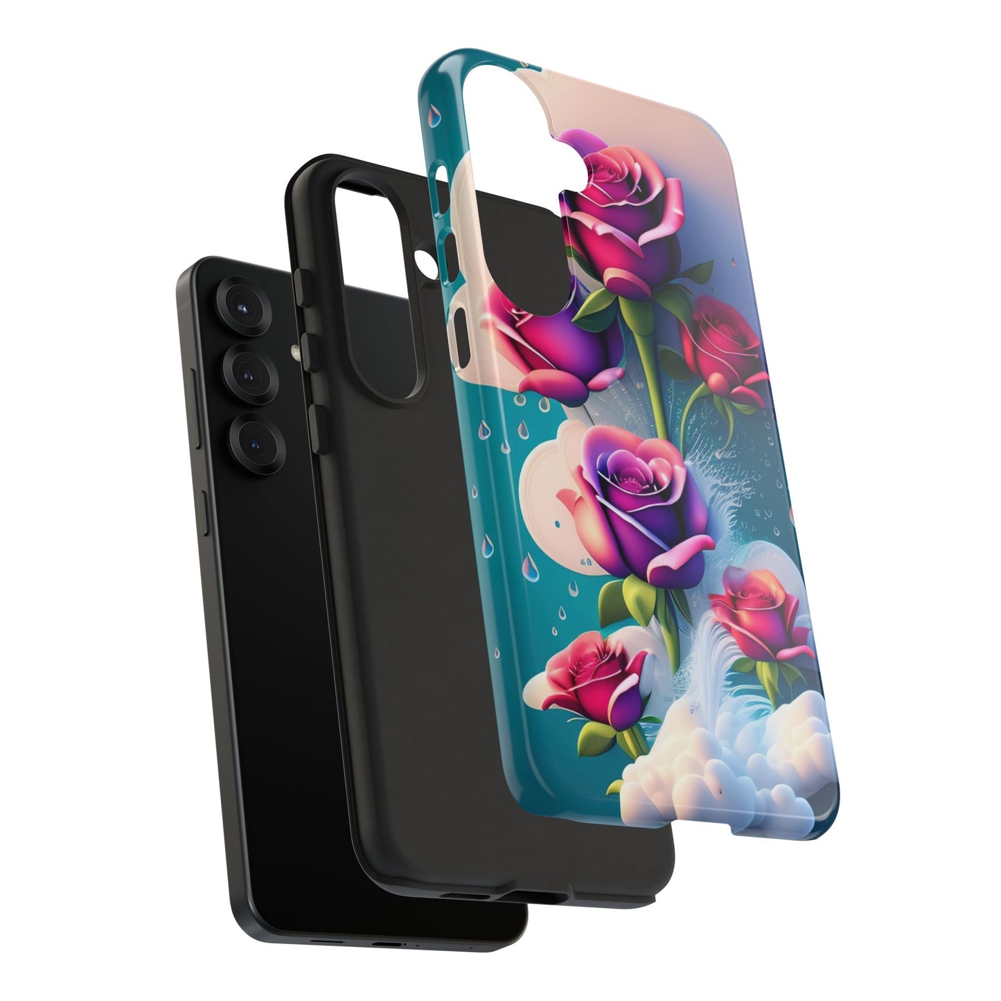 Floral Dream Tough Phone Case — Rose Bouquet Clouds Design