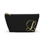 Monogram L Accessory Pouch — Black & Gold T‑Bottom Makeup Bag