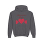 Valentine's Day Kids Hoodie - Pink Heart Trio Youth Sweatshirt