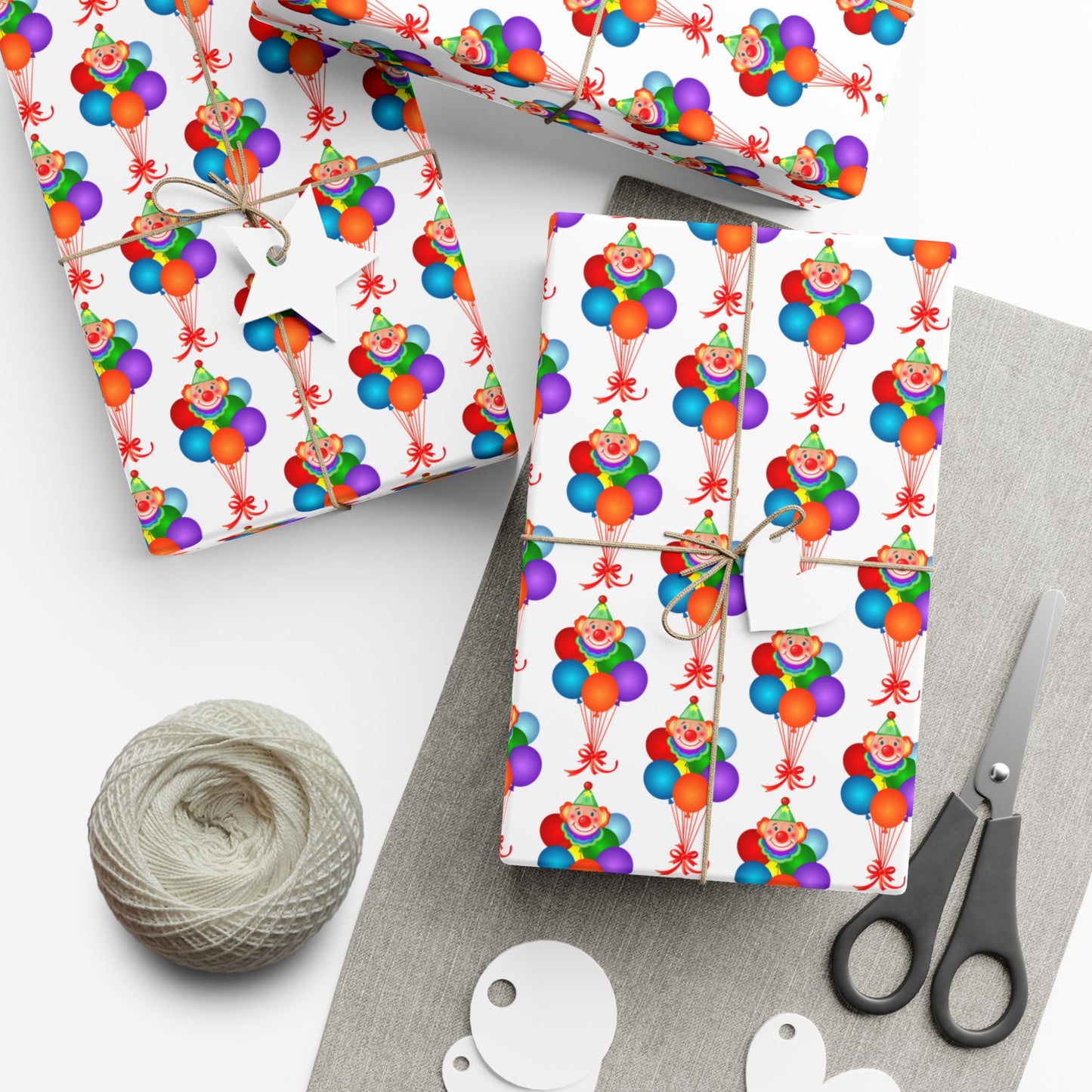 Birthday Clown Balloon Gift Wrap Paper — Colorful Party Wrapping Sheets for Kids