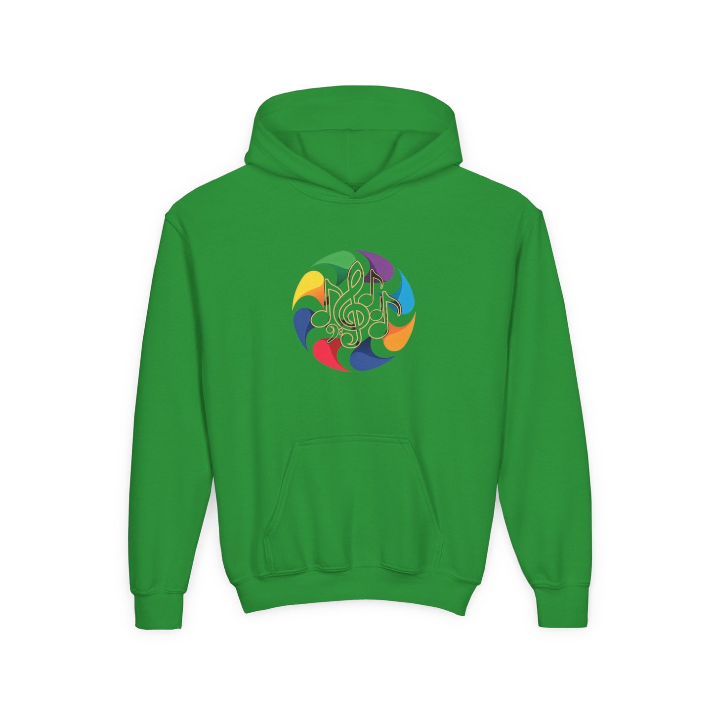Colorful Music Treble Clef Youth Hoodie | Rainbow Note Circle