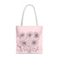 Floral Doodle Pink Tote Bag — Hand-Drawn Flower Design