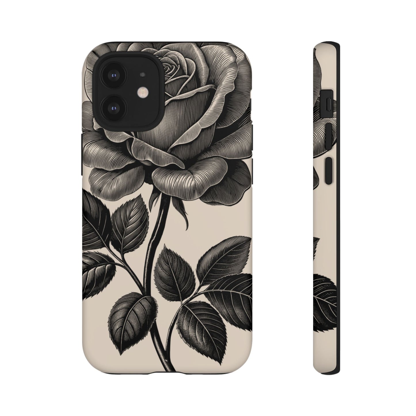 Black Rose Phone Case, Tough Cases with Floral Design, Elegant Tech Accessory, Gift for Flower Lovers, Stylish Protection